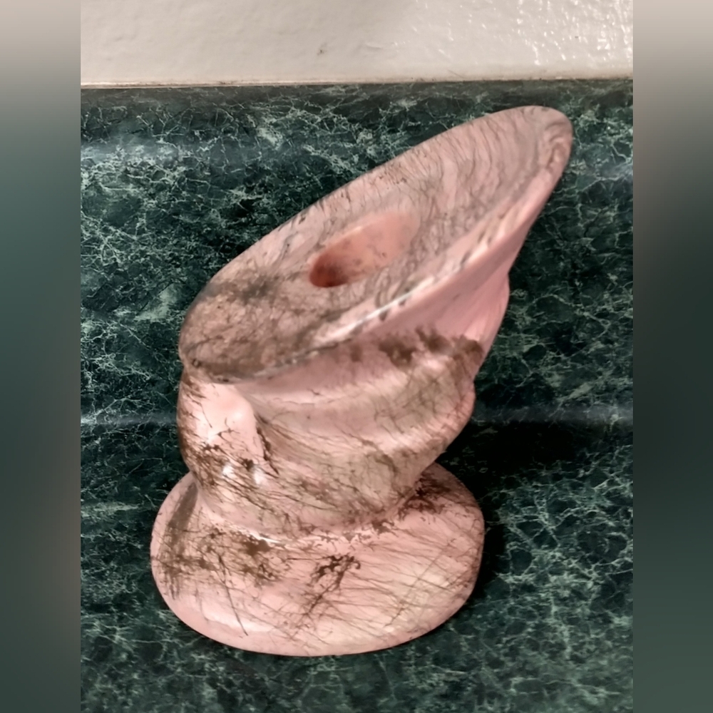 Vintage Gonder Pottery Pink And Brown Sea Shell Candle Holder